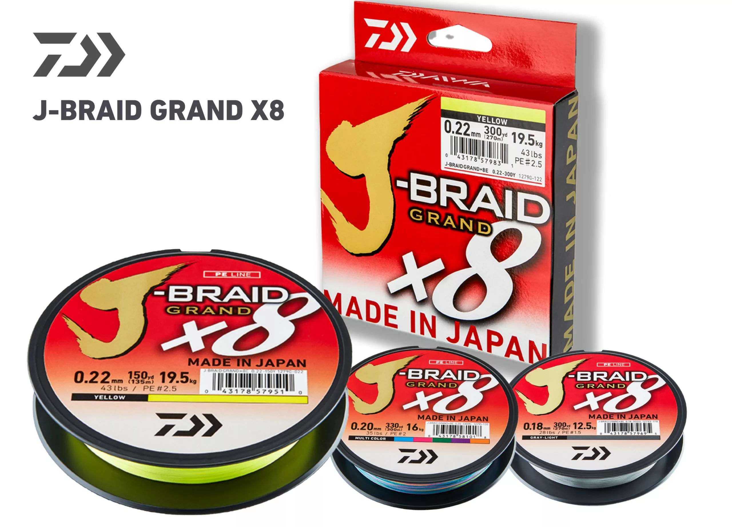 Daiwa J-BRAID X8 GRAND -kuitusiima, Keltainen 3 Daiwa J-BRAID X8 GRAND -kuitusiima, Keltainen