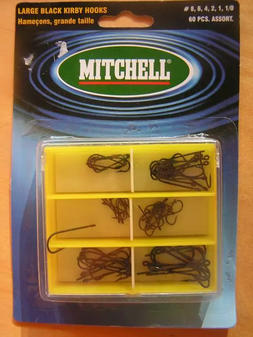 Mitchell Large Black Kirby Hooks -onkikoukut 3 Mitchell Large Black Kirby Hooks -onkikoukut
