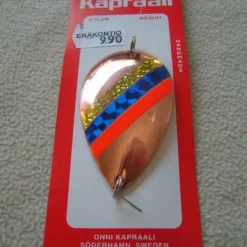 Kapraali-rautupilkki 65mm,Malli:4,Kupari,kulta/sini/puna-raita