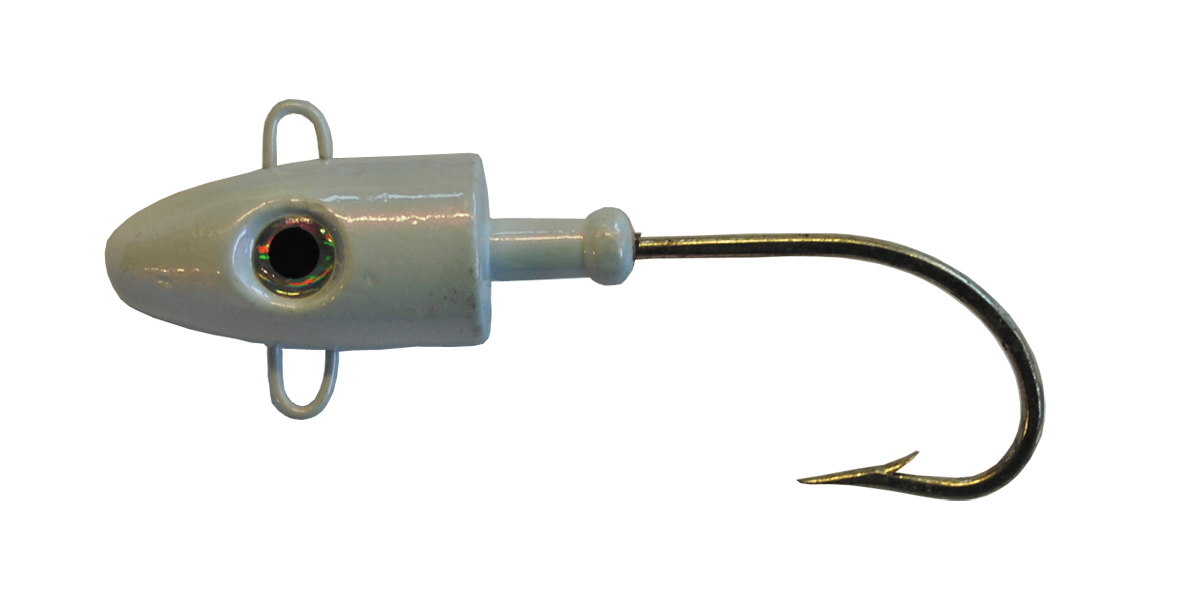 Wiggler Bullet Head -jigipää 85g, Valkoinen 3 Wiggler Bullet Head -jigipää 85g, Valkoinen