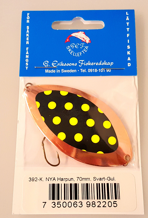 G.Erikssons Nya Harpun 70mm,väri:Kupari/Musta/keltaiset Pisteet 3 G.Erikssons Nya Harpun 70mm,väri:Kupari/Musta/keltaiset Pisteet