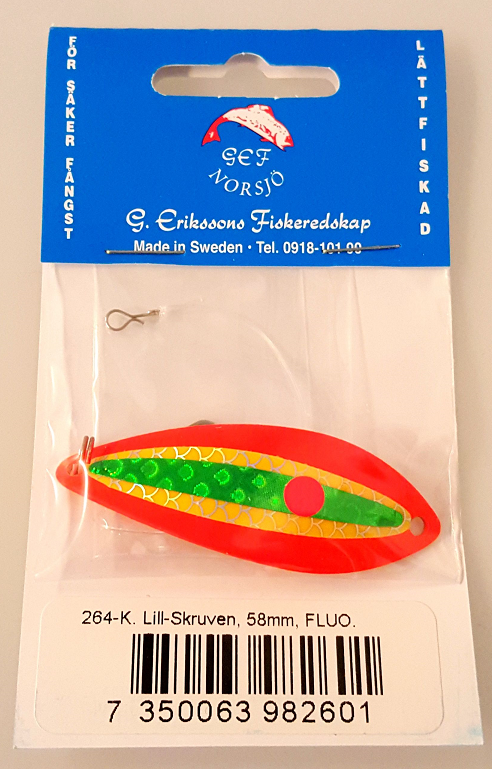 G.Erikssons Lill-Skruven 58mm,väri:Fl.Oranssi/Kelta-Vihreä 3 G.Erikssons Lill-Skruven 58mm,väri:Fl.Oranssi/Kelta-Vihreä