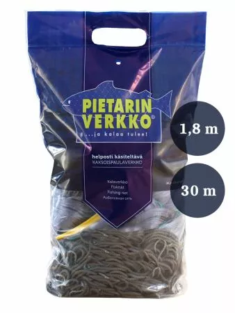 Pietarinverkko Kaksoispaula Kalaverkko, Silmäkoko:90mm, Korkeus:1,8m, Lanka:0,20mm, Pituus:30m 3 Pietarinverkko Kaksoispaula Kalaverkko, Silmäkoko:90mm, Korkeus:1,8m, Lanka:0,20mm, Pituus:30m