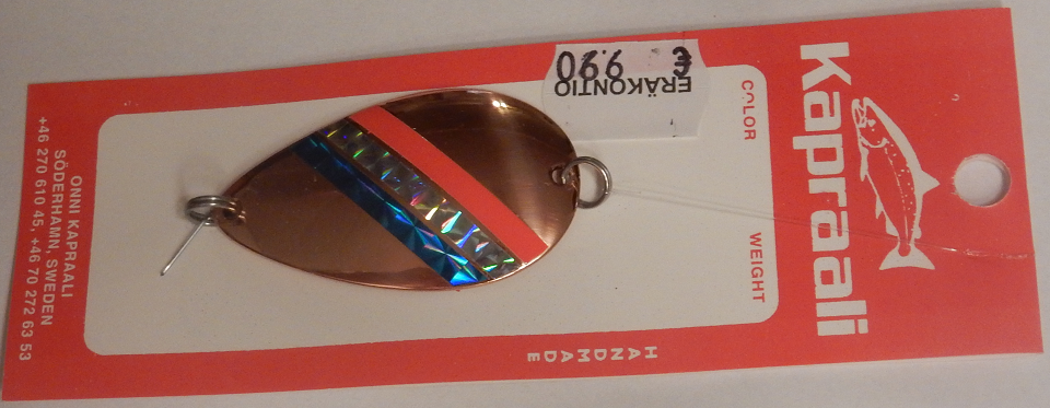 Kapraali-rautupilkki 55mm,Malli:1,Kupari,punainen/hopea/sini-raita 3 Kapraali-rautupilkki 55mm,Malli:1,Kupari,punainen/hopea/sini-raita