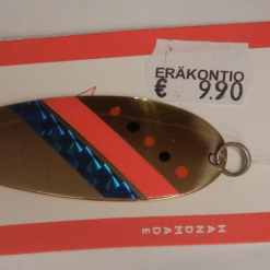 Kapraali-rautupilkki 70mm,Malli:2,Messinki,sininen/punainen -raita, Sekä Mustia Ja Punaisia Pisteitä