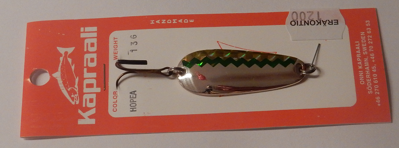 Kapraali,Malli:33 13g,Väri:Hopea, Vihreä-kulta Raidalla 3 Kapraali,Malli:33 13g,Väri:Hopea, Vihreä-kulta Raidalla