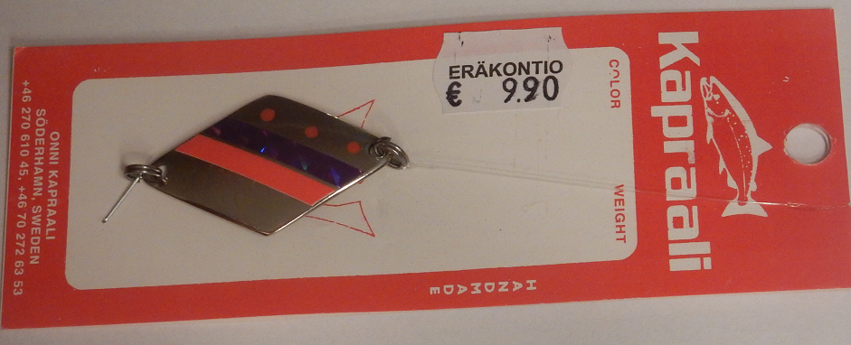 Kapraali-rautupilkki 45mm,Malli:7,Hopea,sininen/puna-raita, 3 Punaista Pistettä 3 Kapraali-rautupilkki 45mm,Malli:7,Hopea,sininen/puna-raita, 3 Punaista Pistettä