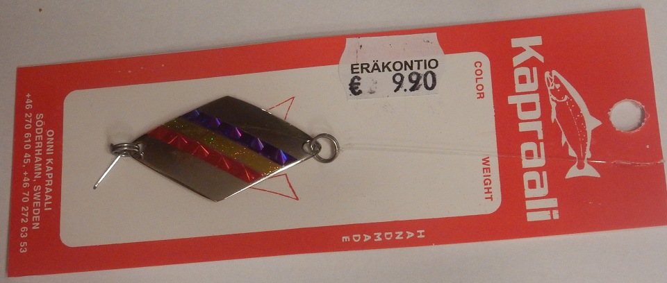 Kapraali-rautupilkki 45mm,Malli:7,Hopea,sininen/keltainen/puna-raita 3 Kapraali-rautupilkki 45mm,Malli:7,Hopea,sininen/keltainen/puna-raita