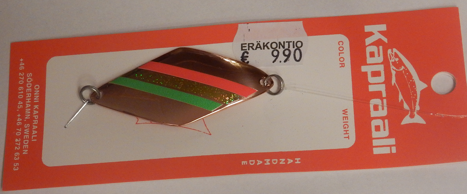 Kapraali-rautupilkki 60mm,Malli:8,Kupari,punainen/keltainen/vihreä -raita 3 Kapraali-rautupilkki 60mm,Malli:8,Kupari,punainen/keltainen/vihreä -raita