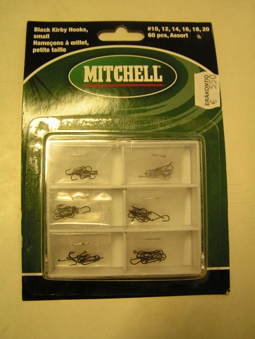 Mitchell Small Black Kirby Hooks -onkikoukut 3 Mitchell Small Black Kirby Hooks -onkikoukut