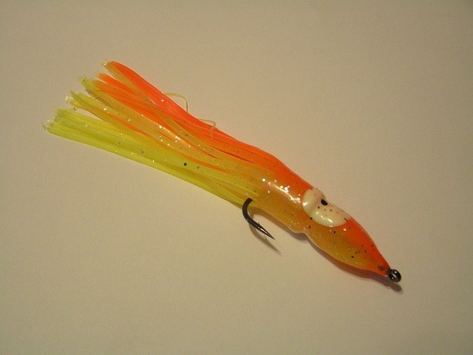 Octopus-jigi 15cm, Väri:Oranssi-Keltainen 3 Octopus-jigi 15cm, Väri:Oranssi-Keltainen